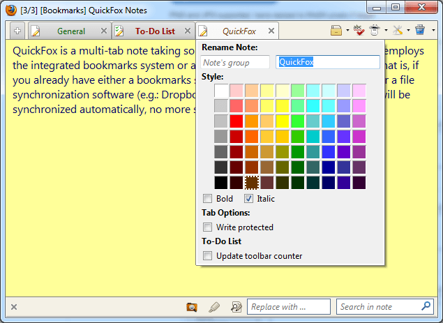 Дополнение для Firefox - QuickFox Notes